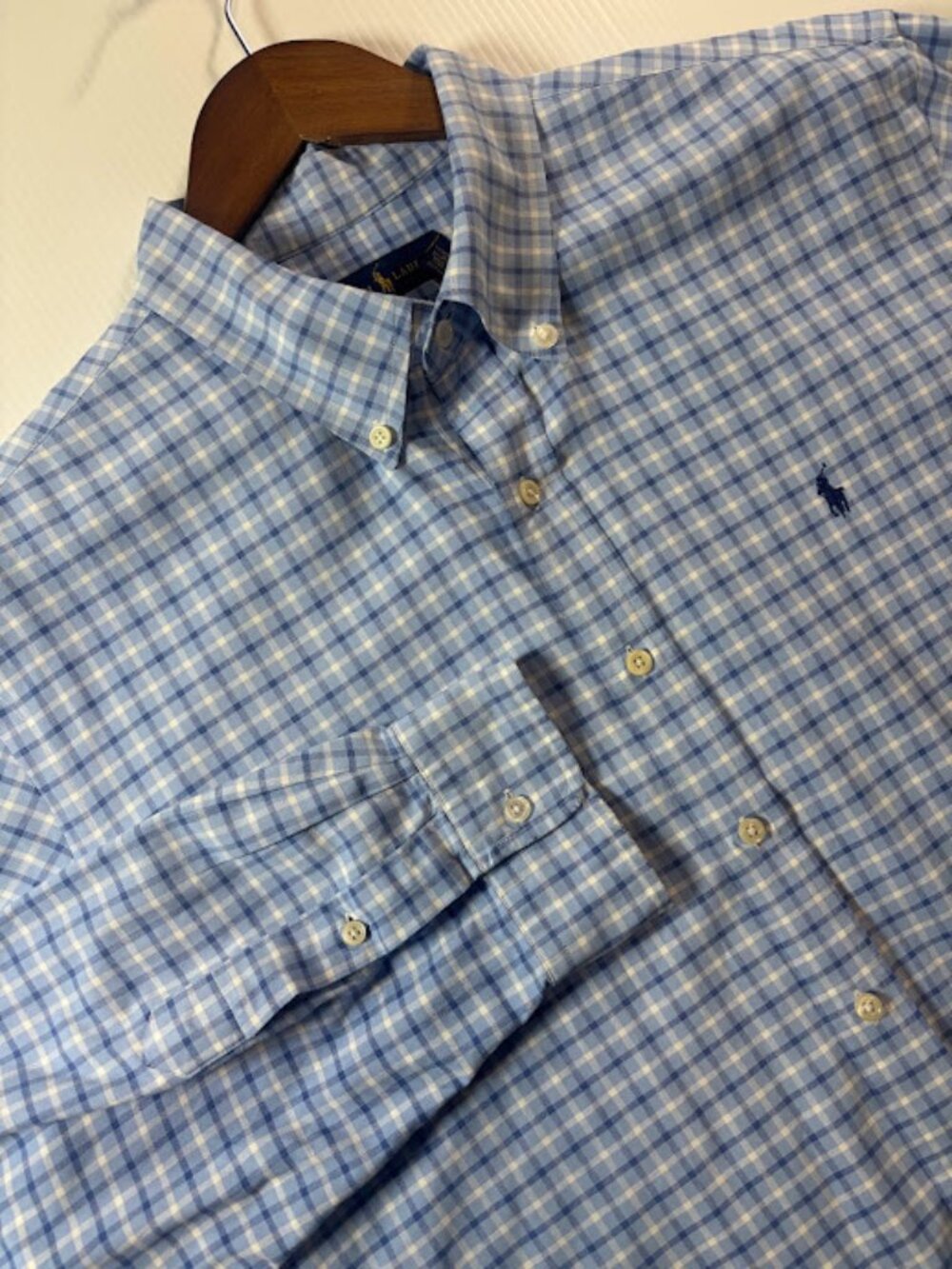 Polo Ralph Lauren Long Sleeve Cotton Button Down Light Blue Plaid XXL